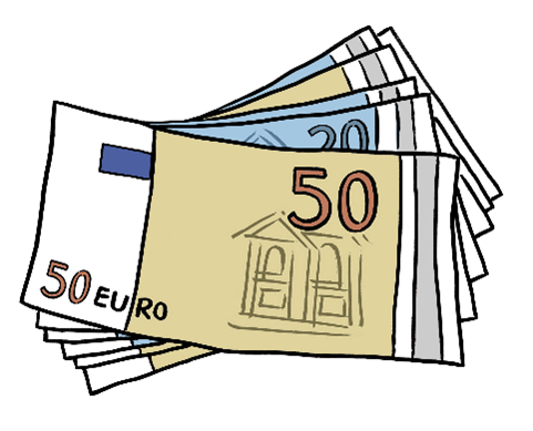 Zeichnung: Geldscheine, Euro
